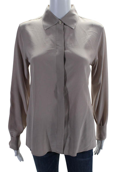 Maison Martin Margiela Womens Silk Long Sleeve Button Down Blouse Beige Size 40