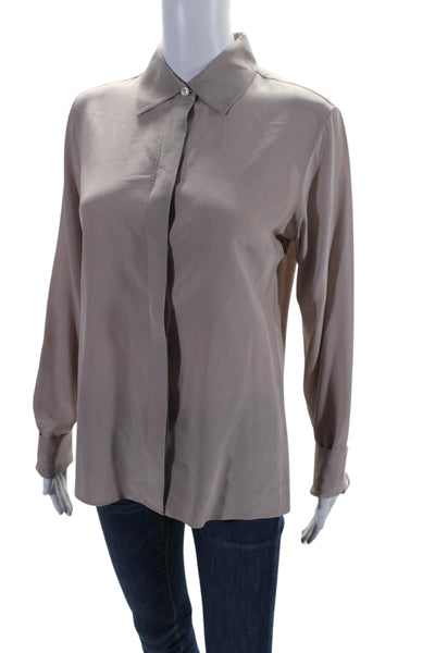 Maison Martin Margiela Womens Silk Long Sleeve Button Down Blouse Beige Size 40