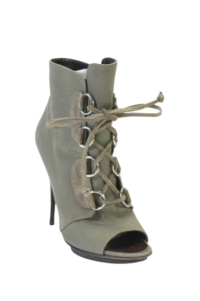 Giuseppe Zanotti Design Womens Open Toe Lace Up Ankle Boots Green Size 37 7