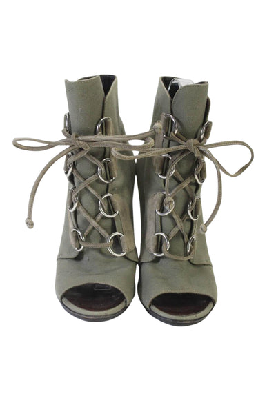 Giuseppe Zanotti Design Womens Open Toe Lace Up Ankle Boots Green Size 37 7