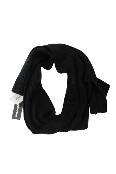 Karl Lagerfeld Women's Ribbed Cozy Wrap Scarf Black Size L