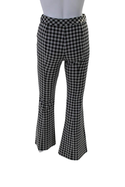 Rosetta Getty Womens Gingham Print Flared Leggings Black Size S