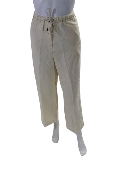 Totem Womens Drawstring Waist Lightweight Straight Leg Pants Beige Size 36