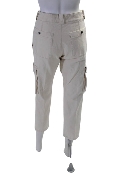 Isabel Marant Womens Cotton Mid Rise Straight Leg Cargo Pants Beige Size 40