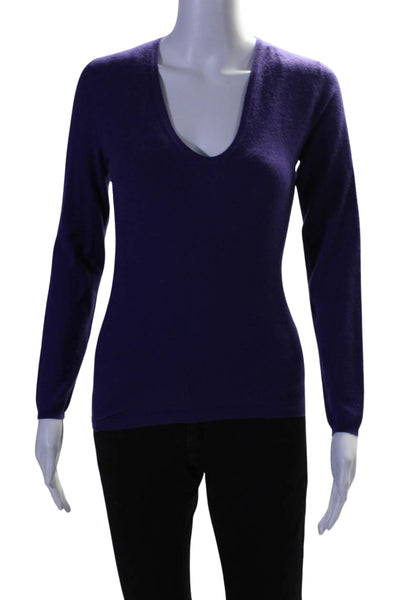 Brunello Cucinelli Womens Cashmere Scoop Neck Long Sleeve Sweater Purple Size M