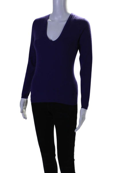 Brunello Cucinelli Womens Cashmere Scoop Neck Long Sleeve Sweater Purple Size M