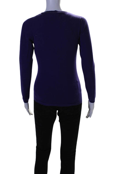 Brunello Cucinelli Womens Cashmere Scoop Neck Long Sleeve Sweater Purple Size M