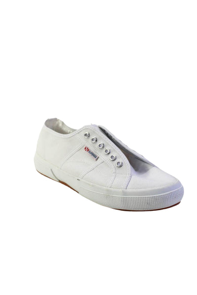 Superga Womens Cotton Round Toe Lace Up Low Top Sneakers White Size 41.5 11.5