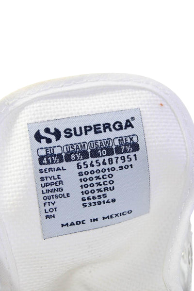 Superga Womens Cotton Round Toe Lace Up Low Top Sneakers White Size 41.5 11.5