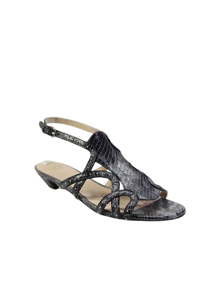 Joan & David Womens Animal Print Strappy Open Toe Slingback Sandals Gray Size 8M