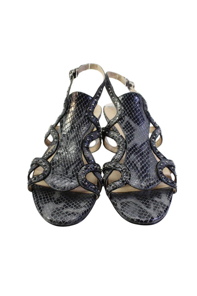 Joan & David Womens Animal Print Strappy Open Toe Slingback Sandals Gray Size 8M