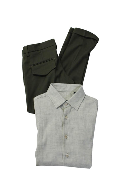 Emanuel Pris Boys Long Sleeves Button Down Two Piece Pants Set Green Size 36