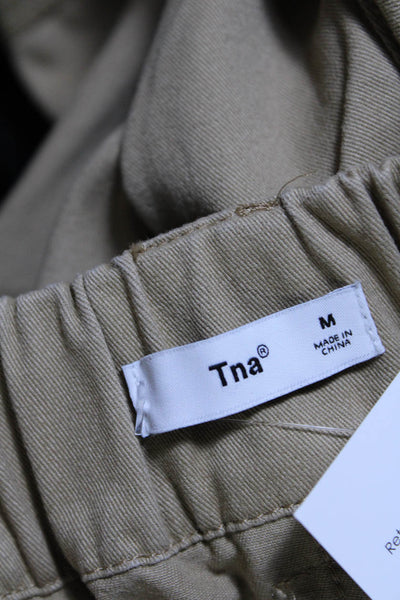 TNA Womens Cotton Hook Closure High-Rise Tapered Cargo Pants Beige Size M