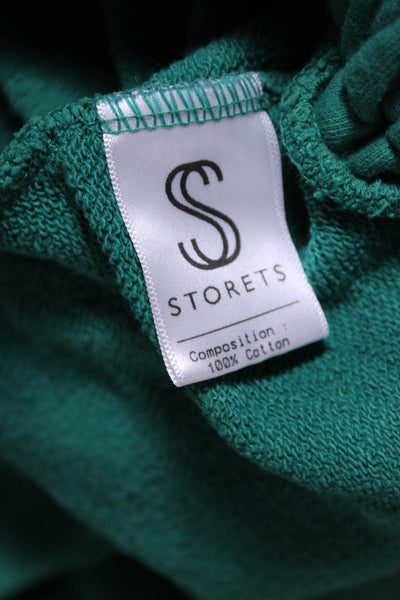 Storets Womens Cotton Drawstring Waist Wide Leg Sweatpants Green Size S/M