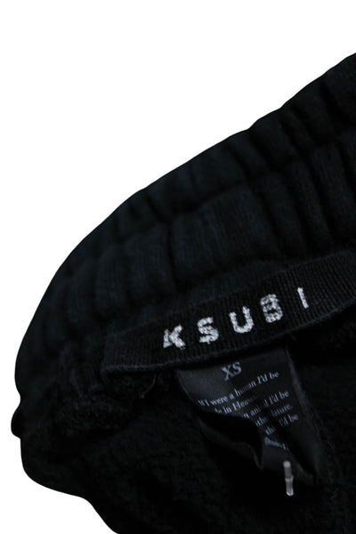 Ksubi Womens Cotton Elastic Waist High-Rise Tapered Sweatpants Black Size XS