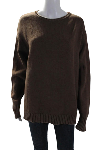 John Galt Womens Cotton Knit Long Sleeve Pullover Sweater Top Brown Size M