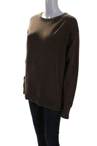 John Galt Womens Cotton Knit Long Sleeve Pullover Sweater Top Brown Size M