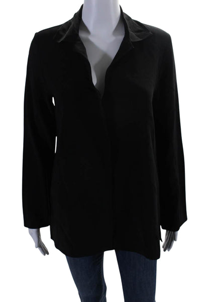 Peter Cohen Womens Long Sleeve V Neck Collared Blouse Black Size S