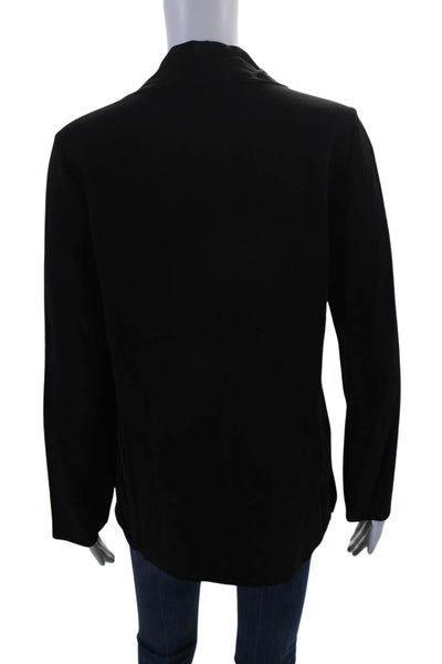 Peter Cohen Womens Long Sleeve V Neck Collared Blouse Black Size S