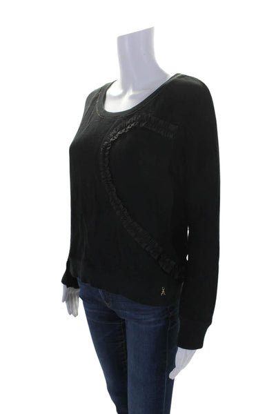 Patrizia Pepe Womens Cotton Pleated Textured Long Sleeve Sweatshirt Black Size 2