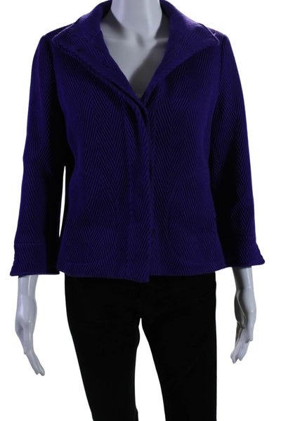 Carlisle Womens Button Down Long Sleeves Knit Jacket Purple Black Wool Size 6