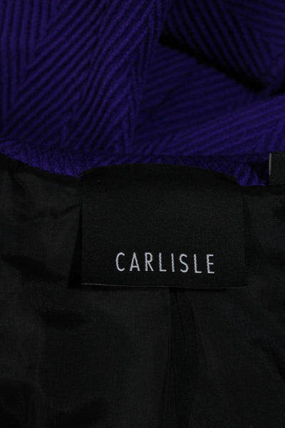 Carlisle Womens Button Down Long Sleeves Knit Jacket Purple Black Wool Size 6