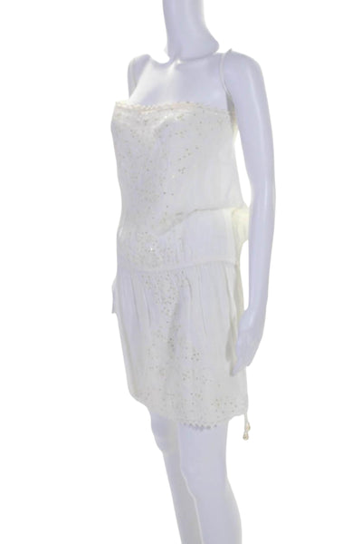 Melissa Odabash Women's Sequin Cinch Waist Swimsuit Coverup White Size M