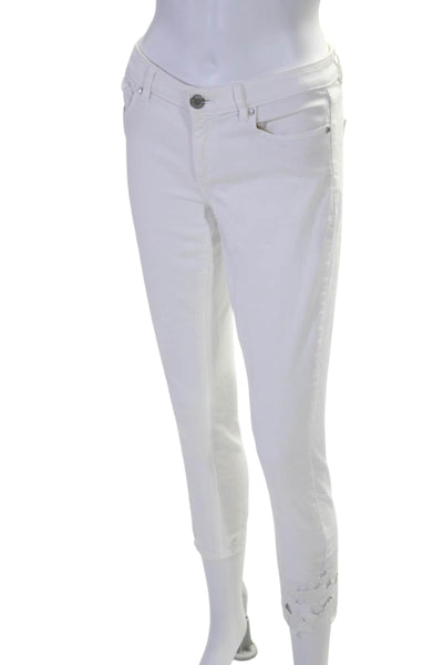 Elie Tahari Women's Button Closure Five Pockets Ankle Pants White Size 26