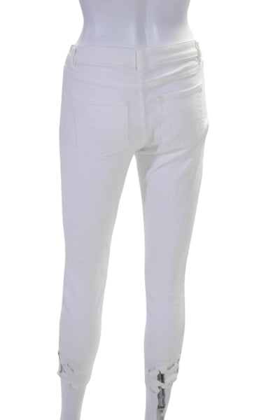 Elie Tahari Women's Button Closure Five Pockets Ankle Pants White Size 26