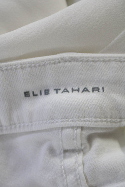 Elie Tahari Women's Button Closure Five Pockets Ankle Pants White Size 26