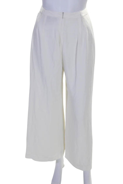 Alexis Women's Hook Closure Flat Front Wide Leg Dress Pants Cream Size XS