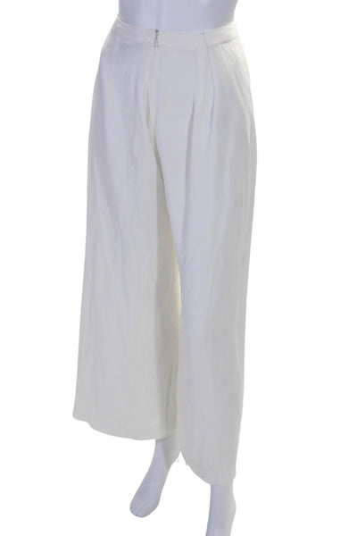 Alexis Women's Hook Closure Flat Front Wide Leg Dress Pants Cream Size XS