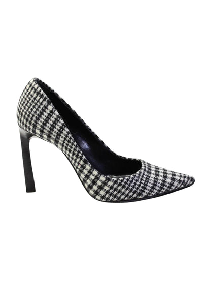 Lanvin Womens Houndstooth Print Pointed Toe Stilettos Black White Size 5.5