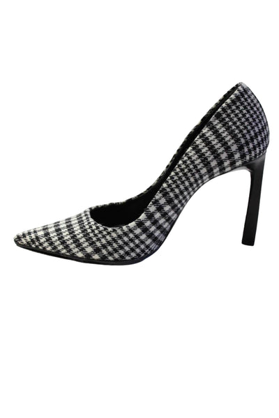 Lanvin Womens Houndstooth Print Pointed Toe Stilettos Black White Size 5.5