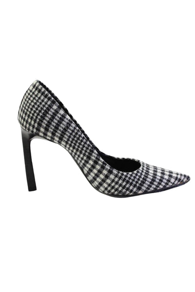 Lanvin Womens Houndstooth Print Pointed Toe Stilettos Black White Size 5.5