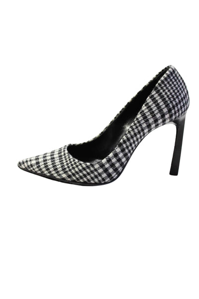 Lanvin Womens Houndstooth Print Pointed Toe Stilettos Black White Size 5.5