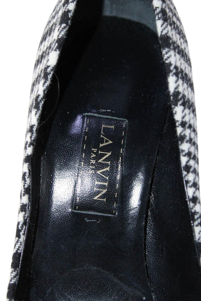 Lanvin Womens Houndstooth Print Pointed Toe Stilettos Black White Size 5.5