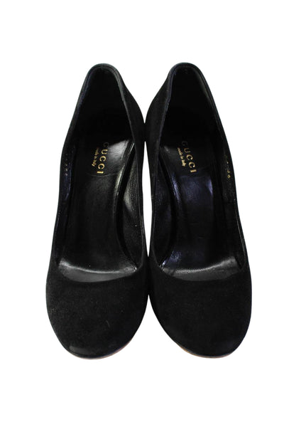 Gucci Womens Suede Round Toe Stiletto Heels Black Size 6