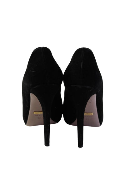 Gucci Womens Suede Round Toe Stiletto Heels Black Size 6