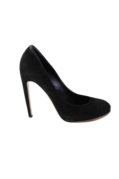 Gucci Womens Suede Round Toe Stiletto Heels Black Size 6