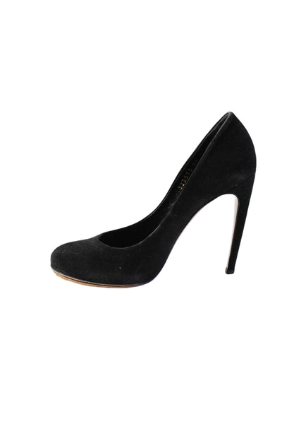 Gucci Womens Suede Round Toe Stiletto Heels Black Size 6