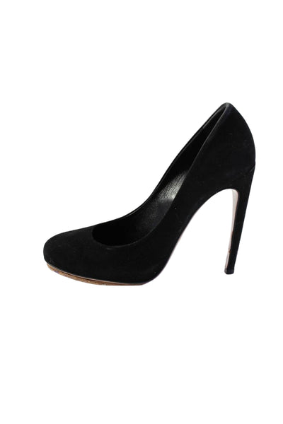 Gucci Womens Suede Round Toe Stiletto Heels Black Size 6