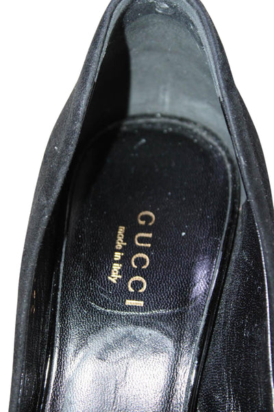 Gucci Womens Suede Round Toe Stiletto Heels Black Size 6