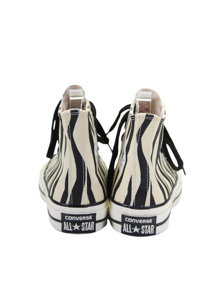 Converse Womens Canvas Zebra Print Lace Up High Top Sneakers Tan White Size 5.5