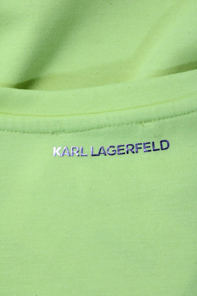 Karl Lagerfeld Kids Girls Metallic Cat Print Sweatshirt Top Neon Green Size 16