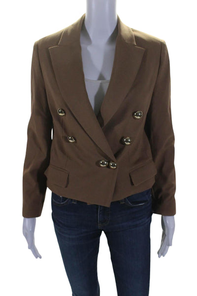 Pinko Womens Double Breasted Buttoned Collared Long Sleeve Blazer Brown Size S