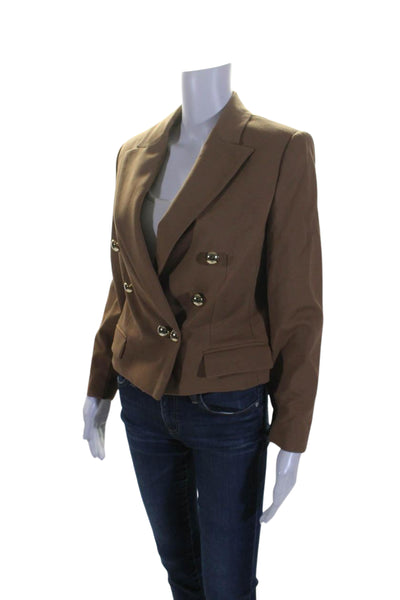 Pinko Womens Double Breasted Buttoned Collared Long Sleeve Blazer Brown Size S