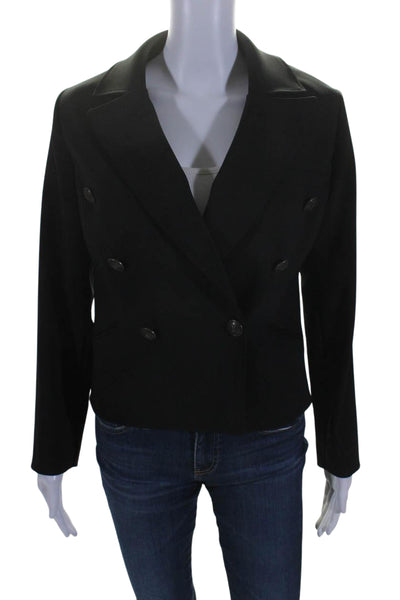 Barelli Womens Collared Double Breasted Button Long Sleeve Blazer Black Size 10