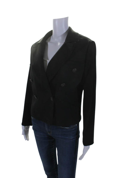 Barelli Womens Collared Double Breasted Button Long Sleeve Blazer Black Size 10