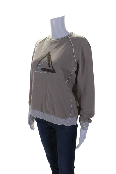 Pierre Balmingo Womens Jeweled Studded Long Sleeve Casual Top Tan Size EUR40